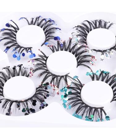 Glitter Lashes Christmas 5 Styles Mixed False Eyelashes - Dramatic Glitter Colored Faux Mink Strip Lashes Pack - Buy Online on GoSupps.com