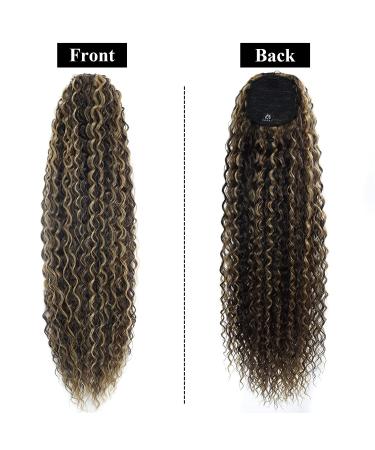 LACE PLUS 32 Long Curly Ponytail Extension Natural Brown Drawstring - Synthetic Hairpiece for Black Women (P4/27#) - Buy Online on GoSupps.com