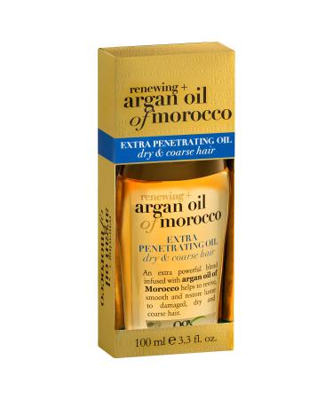OGX Extra Strength Renewing + Argan Oil of Morocco Penetrating Hair Oil Treatment, Deep Moisturizing Serum for Dry, Damaged & Coarse Hair, Paraben-Free, Sulfated-Surfactants Free, 3.3 fl oz 3.3 Fl Oz (Pack of 1)