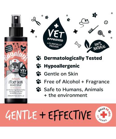BUGALUGS Cat itchy skin relief Antiseptic spray 200ml for kitten cats & small animals - cat anti scratch cat spray is Antibacterial Antifungal & Antiviral use for cat acne - Buy Online on GoSupps.com