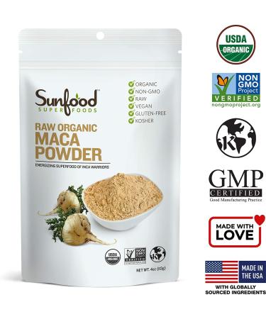 Sunfood Organic Raw Maca Powder 4 oz - Superfood for Energy & Wellness - Buy Online on GoSupps.com