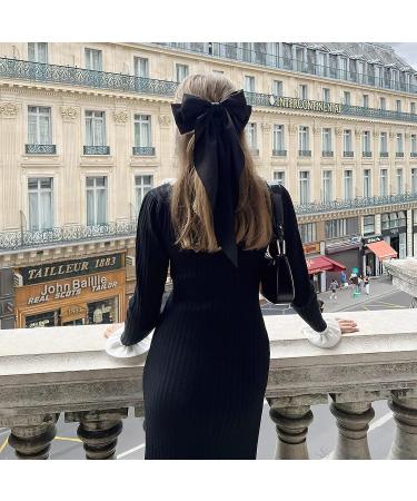 6PCS Large Satin Hair Bows Clips for Women - 13in Long Tail French Barrette Hair Slides - Soft Plain Color Hairpin 90's Accessories - Buy Online on GoSupps.com