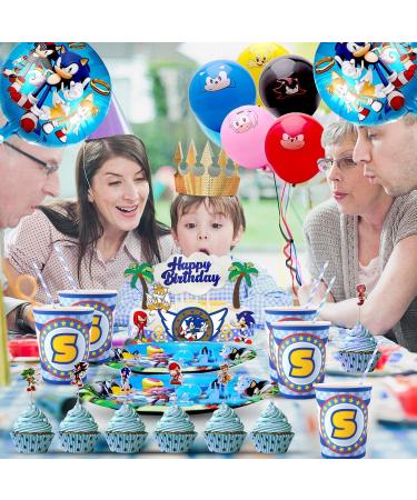 ALPXEL Blue Hedgehog Happy Birthday Cake Topper Cake Decorations Cartoon Themed Inspired Cake Decor Go Theme Party Cake Decor Glitter Kids Boys Girls Birthday Party Supplies (SS2) - Buy Online on GoSupps.com