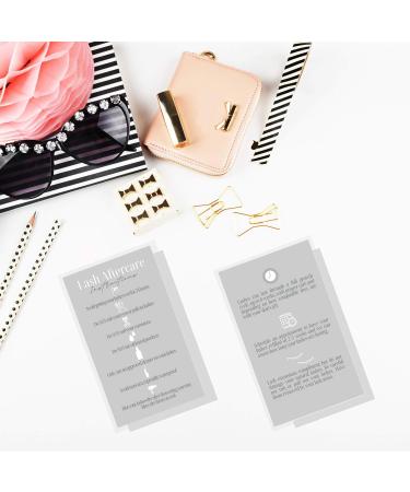 Lash Extension Aftercare Cards | 50 Pack | Double Sided | 3.5x2 inches | Gray & White Design | After Care Instructions for 2-3 Week Fillers - Buy Online on GoSupps.com