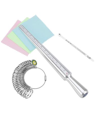 Metal Ring Sizer Measuring Tool Set, US Ring Mandrel for Ring Making and  Finger Measuring, Three Ways to Quickly Find The Right Size (4PCS)