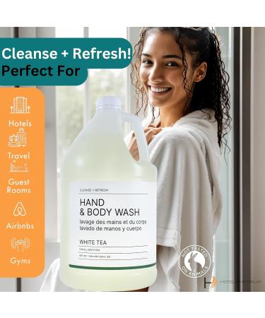Hotel Emporium 1 Gallon Bulk Hand & Body Wash Refill - 100% Cruelty-Free White Tea Scent for Hotels Motels & Gyms | All Hair Types | Guest Bathroom Essentials - Buy Online on GoSupps.com
