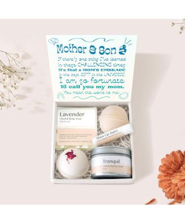 Dear Ava Spa Gifts for Women - Organic Self Care luxury Anti Stress Relaxing Bath and Body Kit Set Basket Box for Her with Heartfelt Card - Birthday Mothers Day Gift for Mother and Son