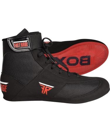 FISTRAGE Leather Kick Boxing Shoes - Unisex Pro Training Boots | Black Lightweight Shoes for Adults & Youth - Size 10.5 Women/9 Men - Buy Online on GoSupps.com