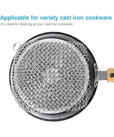 Premium 8x6 Square Cast Iron Cleaner - Stainless Steel Scrubber for Cast Iron Pans - Buy Online on GoSupps.com