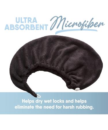 MICRODRY Ultra-Absorbent Hair Towel Wrap - Quick-Drying Microfiber for All Hair Types - Machine-Washable Anti Frizz Hair Care - Black, One Size Fits All - Buy Online on GoSupps.com