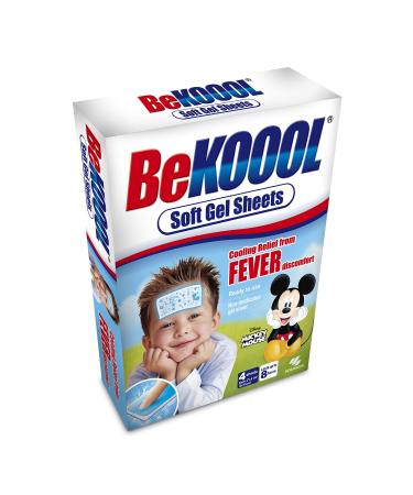 Be Koool Kids 8 Hour Soft Gel Sheets w/Cooling Relief Fever Reducer - 24 Individual Sheets"Bulk Packed"