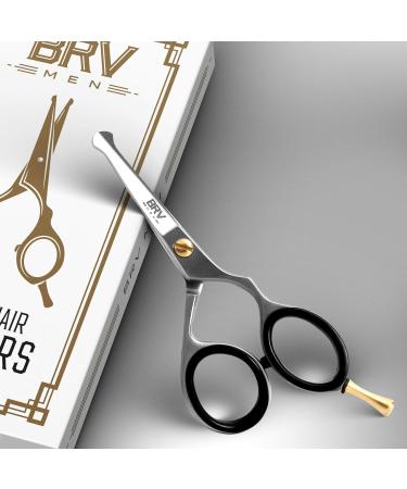 BRV MEN German Steel Rounded-Tip Scissors 10.6cm - Professional Grooming Scissors for Beard, Moustache, Nose, and Ear Hair Trimming - 100% Stainless Steel (Silver) - Buy Online on GoSupps.com