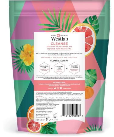 Westlab Bath Salts - Cleanse - Epsom & Himalayan Bathing Salts with Lemongrass & Pink Grapefruit - Refresh and Cleanse Body and Mind - 1.36Kg - Packaging May Vary - Buy Online on GoSupps.com