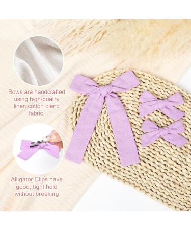 DEEKA Light Purple Cotton Linen Hair Bows 2 Sizes 5"&3.5" Soft Hair Bow set for Toddler Girls Long Ponytail Knot Bows Alligator Clip Hair Accessories for Little School Girls (Light Purple) - Buy Online on GoSupps.com