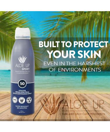 Aloe Up Sport SPF 50 Unscented Sunscreen Spray - 6 oz | Quick-Drying & Non-Greasy | Made in USA | Reef Safe Sun Protection - Buy Online on GoSupps.com