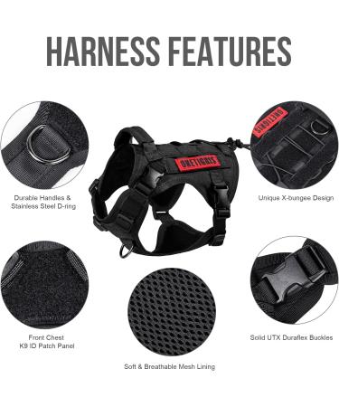 Oneigris Dog Harness - Fire Watcher Tactical | 1000D Nylon No-Pull D-Ring Adjustable XXS Black - Buy Online on GoSupps.com