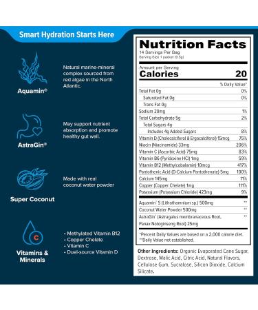 Low Sodium Electrolyte Powder Packets - Marine-Mineral Hydration Mix with Vitamins B C D | No Salty Aftertaste | 14 Orange Cream Sticks | Vegan Non-GMO Gluten Free Orange Cream 4 Ounce (Pack of 1) - Buy Online on GoSupps.com