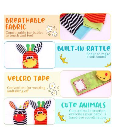 Accevo 4PCs Rattles Baby Socks & Toys | Newborn Early Education Gifts for 0-6 Months | Multicolor Baby Toys for Boys & Girls - Buy Online on GoSupps.com