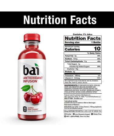 Bai Flavored Water Zambia Bing Cherry 18 Fl Oz (Pack of 12) - Antioxidant Infused Drinks - Buy Online on GoSupps.com