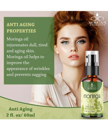 Organic Moringa Seed Oil - 100% Pure, Cold Pressed, Unrefined (2 fl. oz) | Anti-aging Natural Moisturizer for Face, Body, Hair & Skin Care - Morgan Cosmetics - Buy Online on GoSupps.com