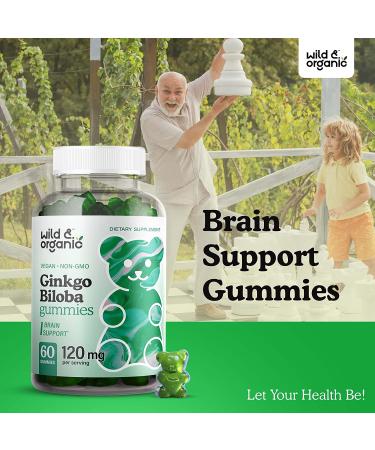 Wild Organic Ginkgo Biloba Gummies - Brain & Mental Support Supplement for Mood, Focus, Energy & Blood Circulation - Vegan Non-GMO - 60 Chews - Buy Online on GoSupps.com