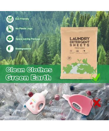Eco-Friendly Laundry Detergent Sheets - Hypoallergenic Ultra-Concentrated Travel-Ready | Natural Fresh Linen Scent (120 Loads 60 Sheets - Buy Online on GoSupps.com
