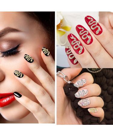 MWOOT 10 Piece 3D Snake Nail Charms Set - Gold & Silver Snake Wave Jewelry Gems Nail Art Kit for Women, Girls, Manicure Salon - Rhinestones Nail Decorations - Buy Online on GoSupps.com