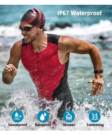 Smart Watch Fitness Tracker with Heart Rate, Blood Pressure, Blood Oxygen, Body Temperature Monitor, Sleep Tracking, Step Counter, Calorie Counter, Pedometer, IP67 Waterproof - For Android Phones, iPhones - Black - Buy Online on GoSupps.com