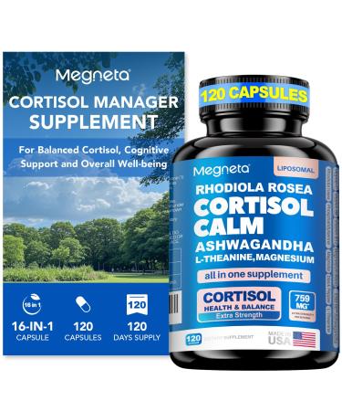Cortisol Balance & Sleep Support for Women & Men Natural Calm Formula with Magnesium Ashwagandha & L-Theanine Supports Restful Sleep Relaxation Focus & Healthy Cortisol Levels 120 Capsules 120 Count (Pack of 1)