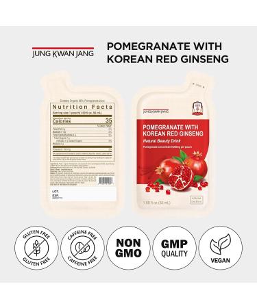 JUNG KWAN JANG Pomegranate with Korean Red Ginseng - Vegan Red Panax Ginseng Liquid Energy Drink with Natural Sweetness from Agave & Grape Extracts - No Caffeine Non-GMO (20 Pouches 1.69 fl oz) - Buy Online on GoSupps.com