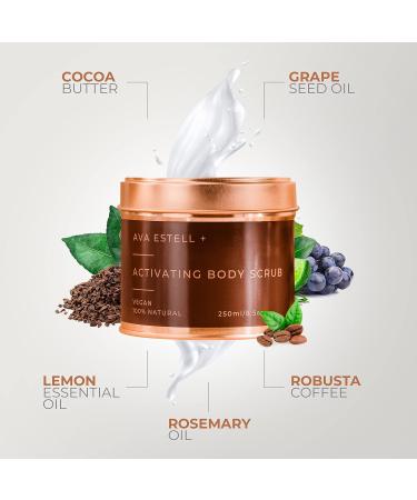 Ava Estell Natural Exfoliating Body Scrub - 250mL | For Clean, Healthy and Refreshed Skin | Helps Lighten Dark Spots, Stretch Marks and Blemishes - Buy Online on GoSupps.com