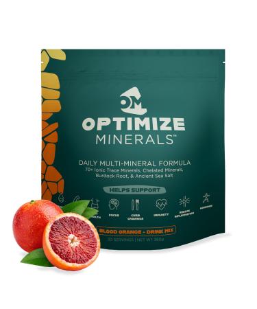 Optimize Minerals Multi Mineral Daily Formula Magnesium, Electrolytes & Trace Mineral Supplement Powder - Gluten Free Vitamins Drink for Optimal Wellness - Blood Orange, 30 Servings