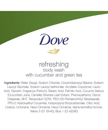 Dove Refreshing Body Wash - Cucumber & Green Tea, 22 oz (4 Count) | Revitalizes & Nourishes Skin, Eliminates Bacteria - Buy Online on GoSupps.com