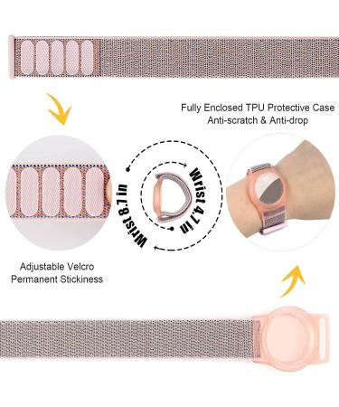 Dingfeiyu Airtag Wristband for Kids Adult Apple Airtag Waterproof Bracelet Adjustable Anti Lost Airtag Wristband Nylon for Toddler Child and Men Women (pink gravel) - Buy Online on GoSupps.com