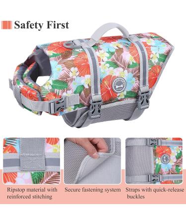 Vivaglory Ripstop Dog Rescue Vest - Improved Buoyancy & Visibility for Small Medium Dogs | Flower Orange XXS (28-35cm) - Buy Online on GoSupps.com