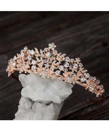SWEETV Rose Gold Wedding Tiara - Rhinestone Bridal Crown for Brides | Pageant Tiara Headband for Women and Girls - Buy Online on GoSupps.com