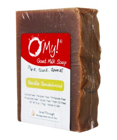 Goat Milk Soap 6oz Bar - Vanilla Sandalwood | Hydrating Exfoliating & Paraben Free | Leaping Bunny Certified | Made in USA - Buy Online on GoSupps.com
