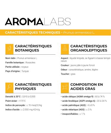 ORGANIC - APRICOT KERNEL vegetable oil - 50mL - 100% Pure Natural Cold Pressed and AB Certified - AROMA LABS (French Brand) - Buy Online on GoSupps.com