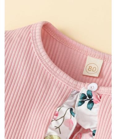 Puseky Toddler Baby Girls Floral Print Dress & Cardigan Set 12-18 Months - Pink - Buy Online on GoSupps.com