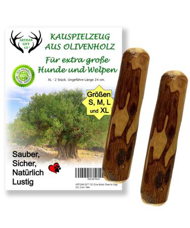 ARTISAN GIFT CO Olive Wood Chew Toy for Dogs 100% Natural (XL-24 cm) Value Pack 2 Pieces XL 2 pcs. Recommended for dogs +40kg.