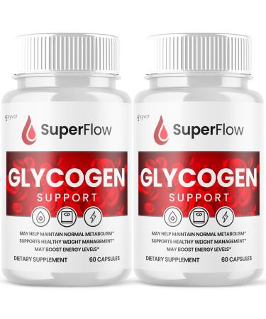 (2 Pack) Super Flow Glycogen Support Official SuperFlow Advanced Formula Glyco Optimizer Capsules All Natural Super Flow Pills Daily Wellness Supplement to Support Healthy Balance (120 Capsules)