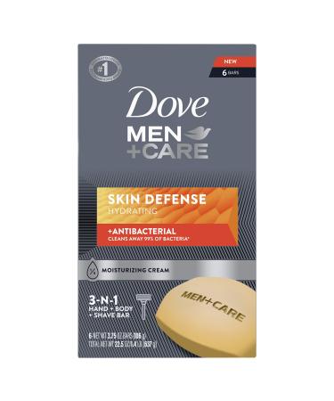Dove Men+Care Soap Bar For Smooth Hydrate & Nourishing the Skin - Defense Effectively Washes Away Bacteria Cream 3.75 Oz 6 Count