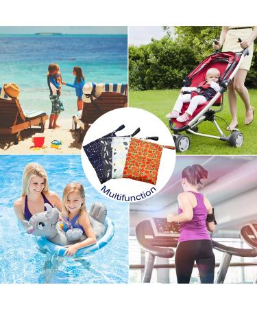 AUPOWER Cloth Nappy Wet Bags 4 Pcs - Reusable Waterproof Wet Dry Bag for Baby - Blue White - Ideal for Beach, Pool, Daycare, Gym & Travel - Buy Online on GoSupps.com