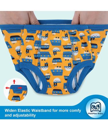 MooMoo Baby 4 Pack Training Underwear for Boys and Girls | Absorbent Toddler Potty Training Pants - Cotton Animal Print | 2T-6T Car Design | 3T Size - Buy Online on GoSupps.com