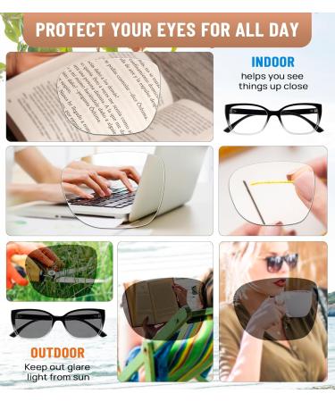 OCCI CHIARI Blue Light Blocking Photochromic Reading Glasses - 1.5x Large Sunglasses Readers (1.0-4.0) - Stylish & Comfortable Black/Clean Design for Eye Protection - Buy Online on GoSupps.com