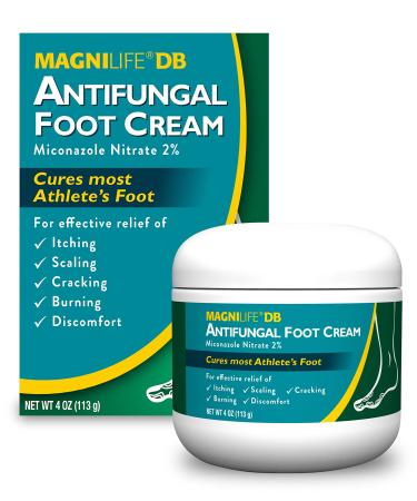 MagniLife DB Antifungal Foot Cream  Soothing Fast-Acting Relief of Itching  Scaling  Cracking  Burning & Discomfort - Natural Moisturizing Anti-Fungal Cream with Miconazole Nitrate 2% - 4 oz
