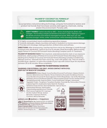 Palmer's Amino Bonding Complex Hair Mask - Intense Conditioning Masque with Coconut Oil & Vitamin E Heat Protectant Anti-Frizz Shine & Growth - 2.1 oz Packette - Buy Online on GoSupps.com