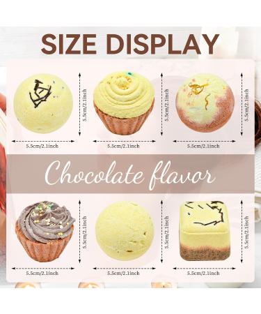 6 Pieces Dessert Bath Bombs Gift Set Assorted Spa Fizzies with Natural Essential Oils Handmade Cupcake Cake and Sprinkle Topped Bath Balls for Relaxation Birthday or Mother's Day Gifts for Women Chocolate - Buy Online on GoSupps.com