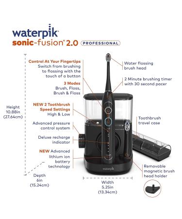 Waterpik Sonic-Fusion 2.0: Electric Toothbrush & Water Flosser Combo Ã¢â¬â Black - Buy Online on GoSupps.com