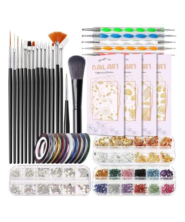 Nail Art for Women Multifunctional 3D Effect Dotting Kit Clean Brushes Manicure Tool Set for Beauty Nail Accessories